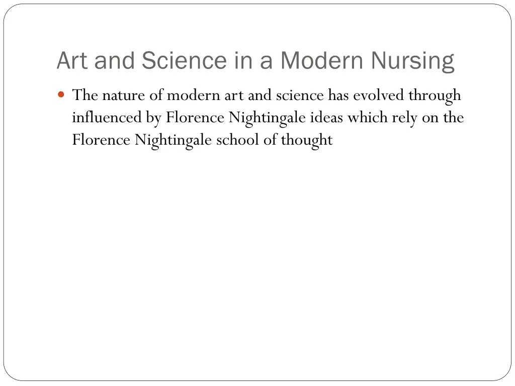 art and science in a modern nursing