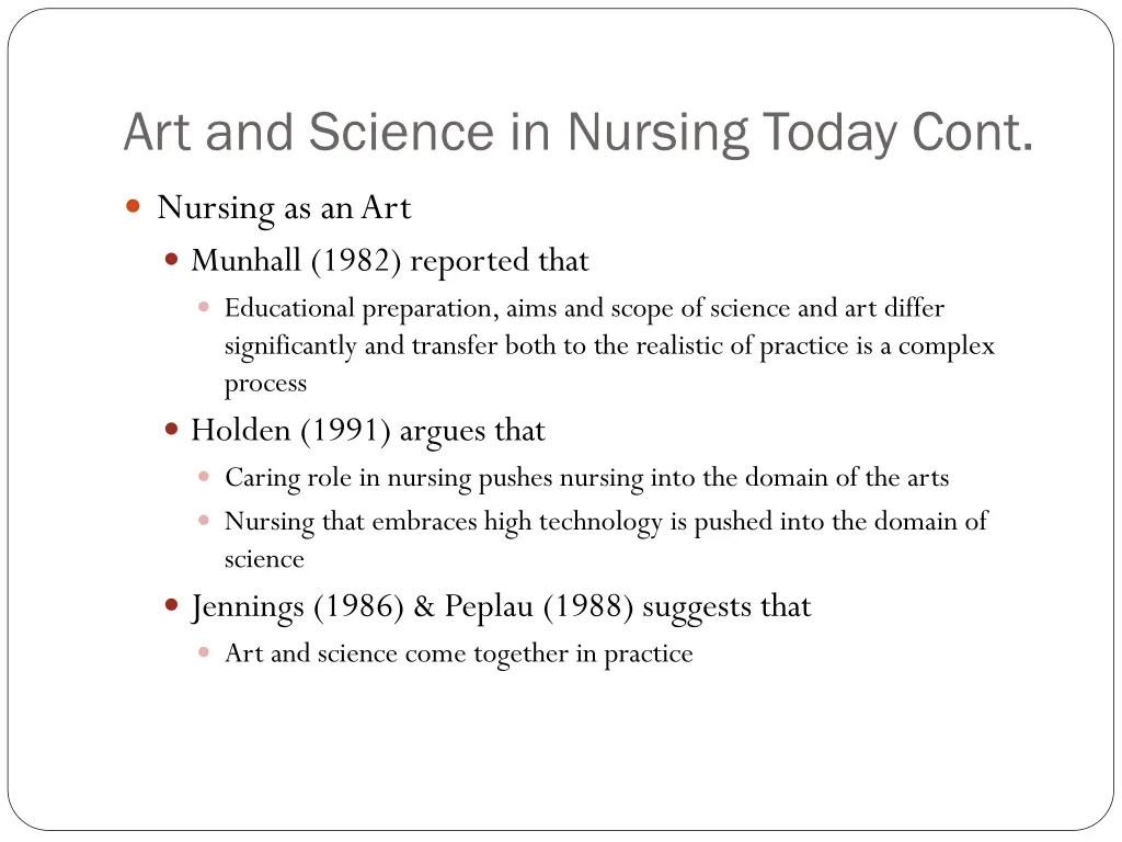 art and science in nursing today cont 2