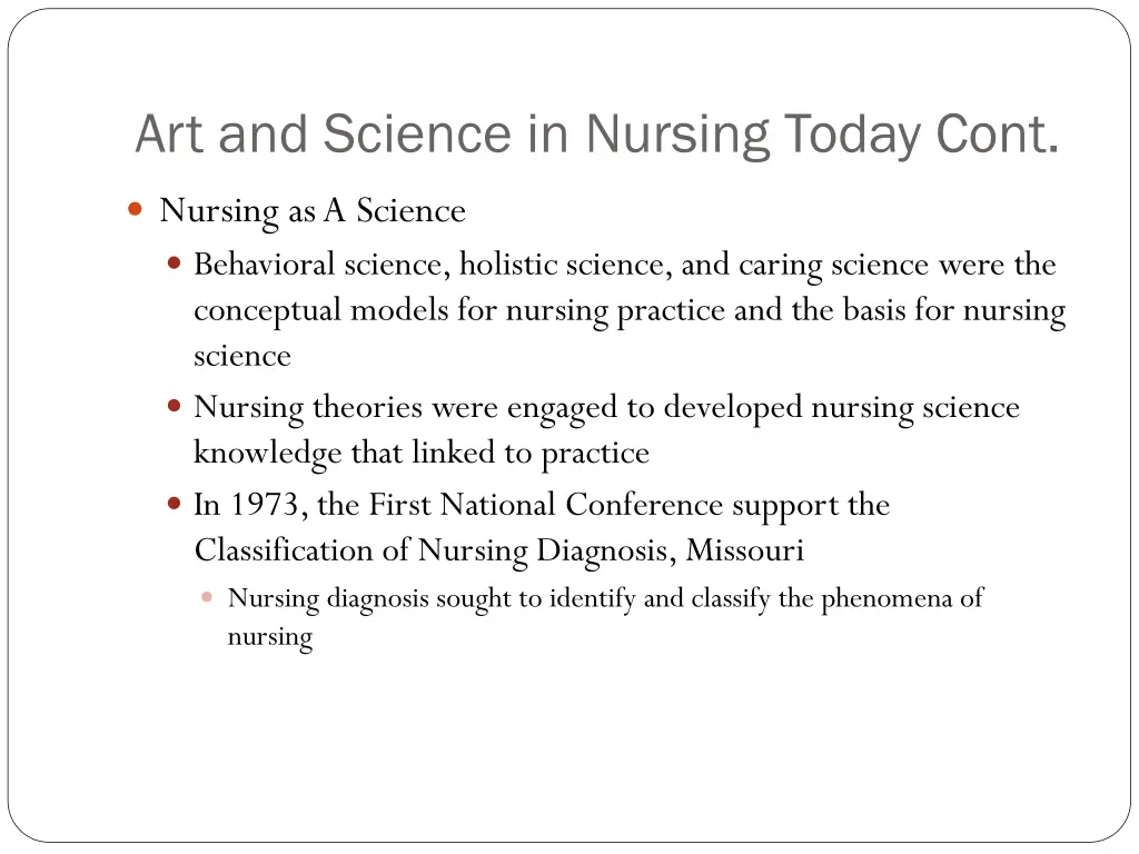 art and science in nursing today cont 3
