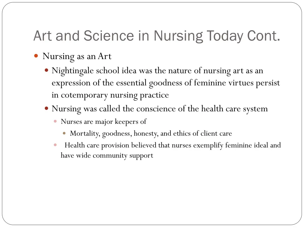 art and science in nursing today cont