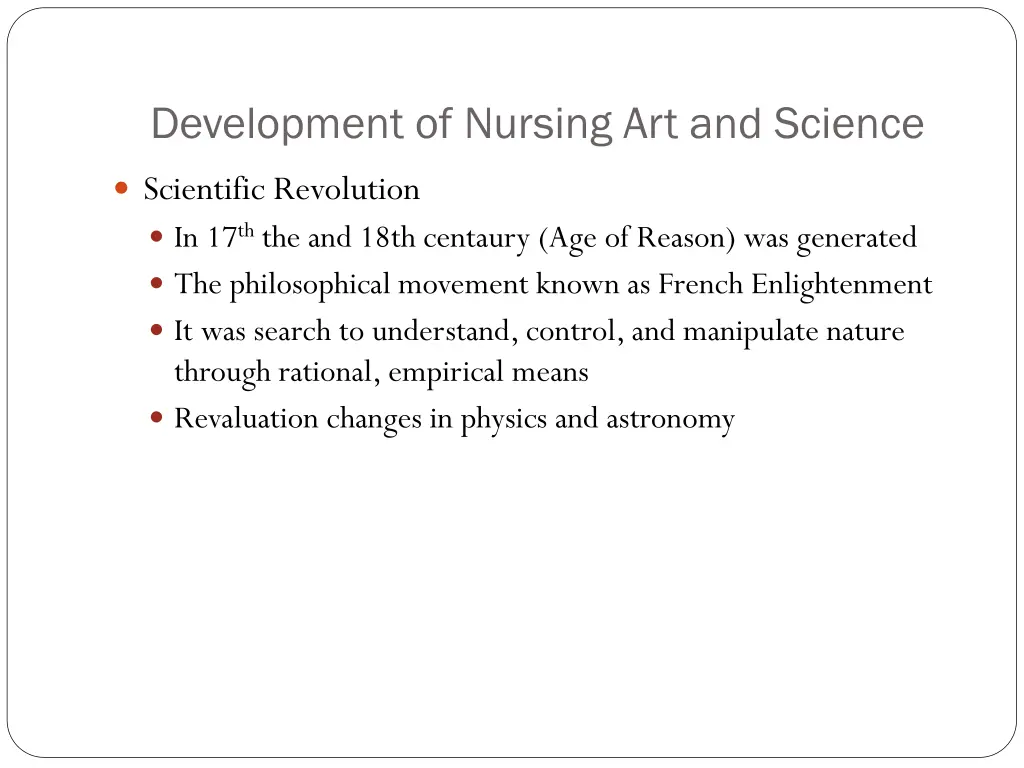 development of nursing art and science