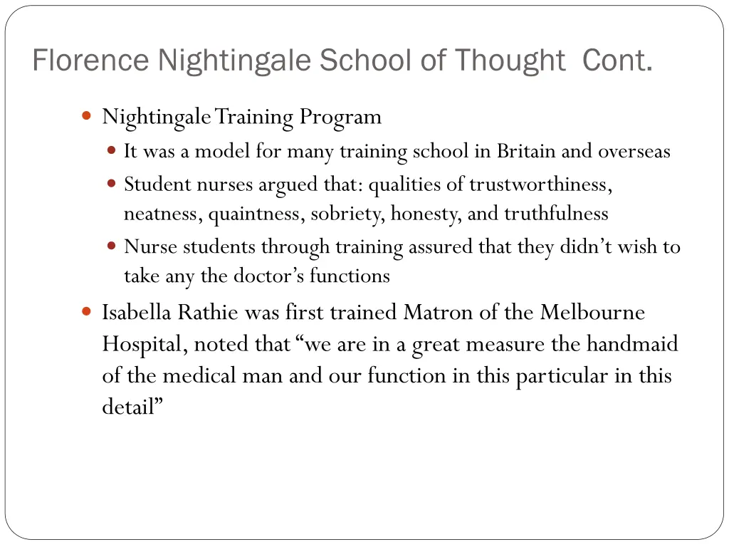 florence nightingale school of thought cont 1