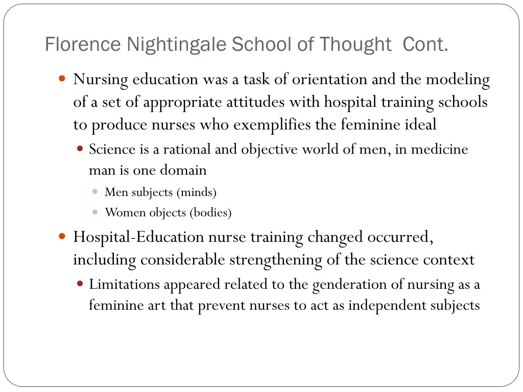 florence nightingale school of thought cont 3