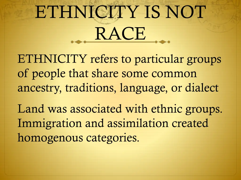 ethnicity is not race