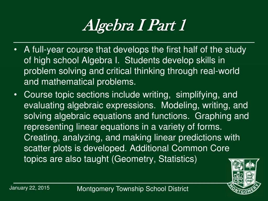 algebra i part 1 algebra i part 1