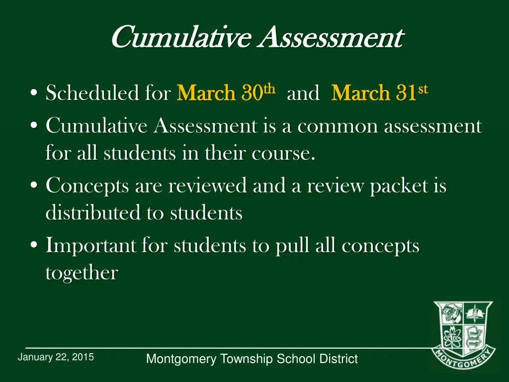 cumulative assessment cumulative assessment