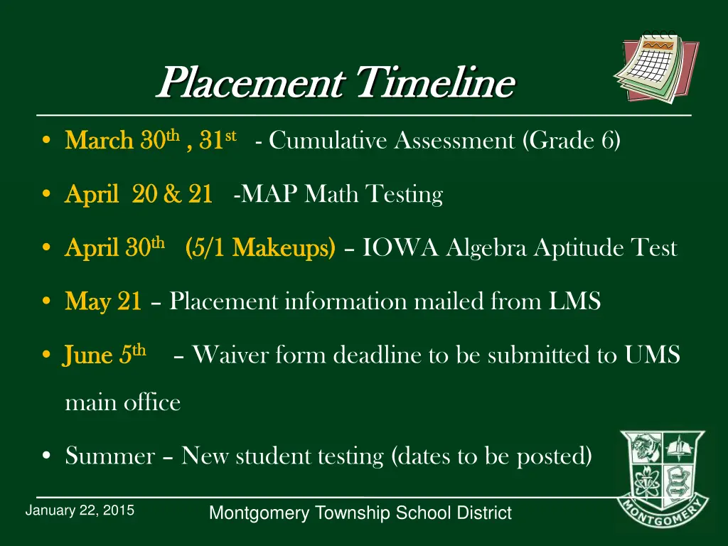 placement timeline placement timeline