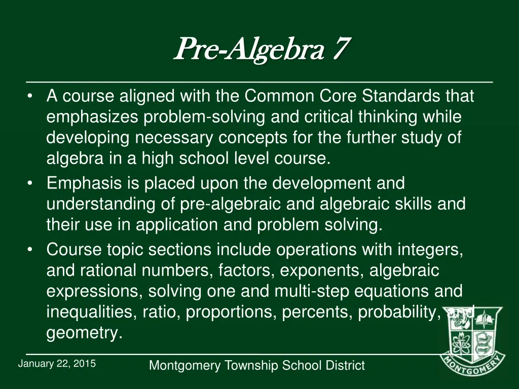 pre pre algebra 7 algebra 7