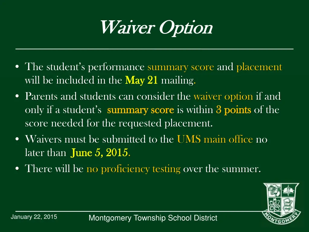waiver option waiver option