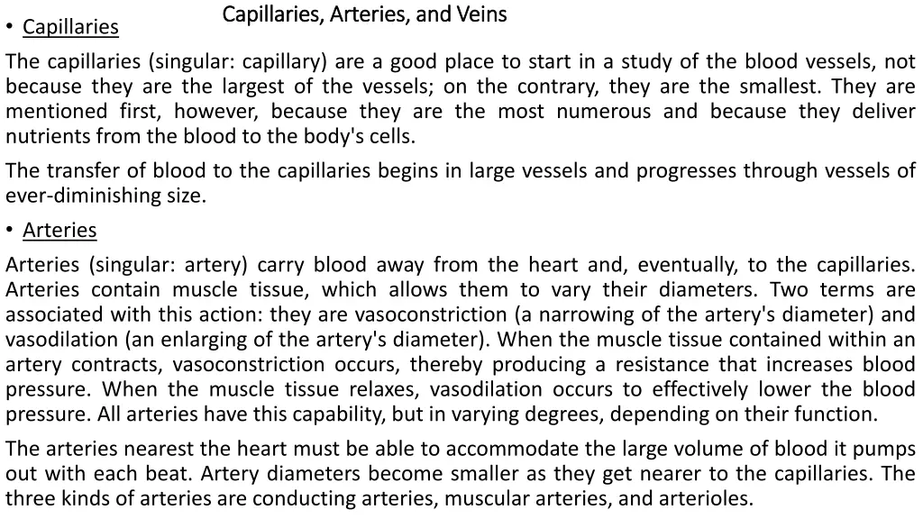 capillaries arteries and veins capillaries