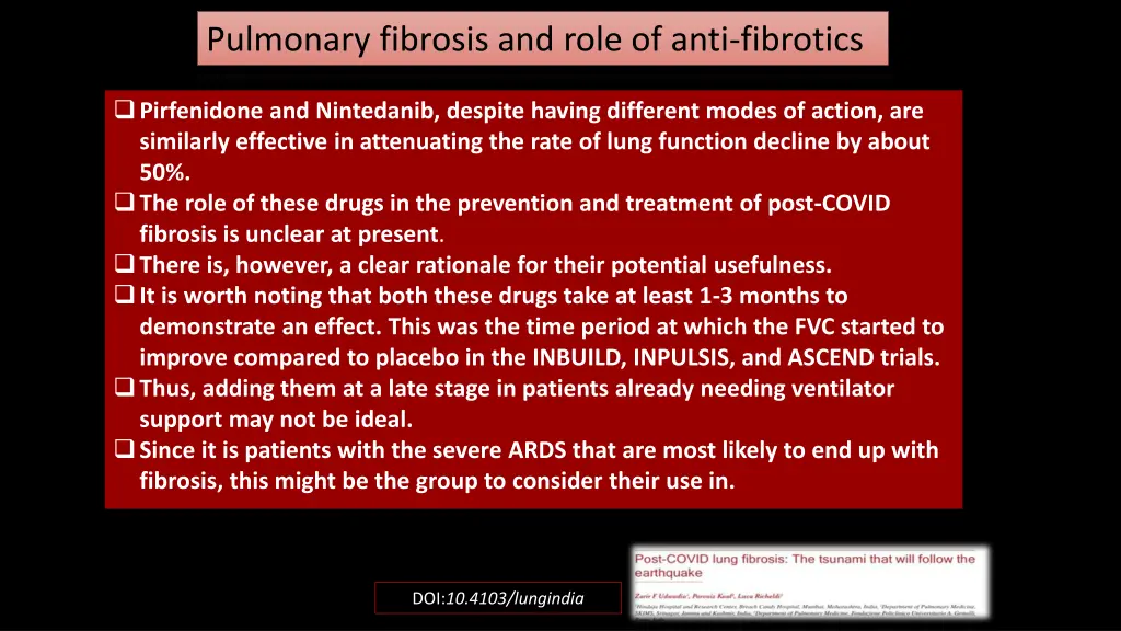 pulmonary fibrosis and role of anti fibrotics