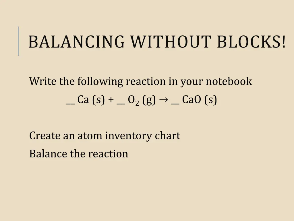 balancing without blocks