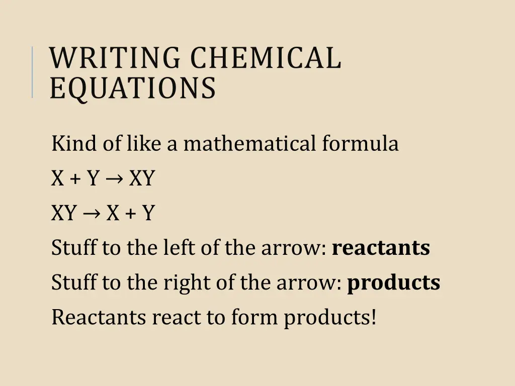 writing chemical equations