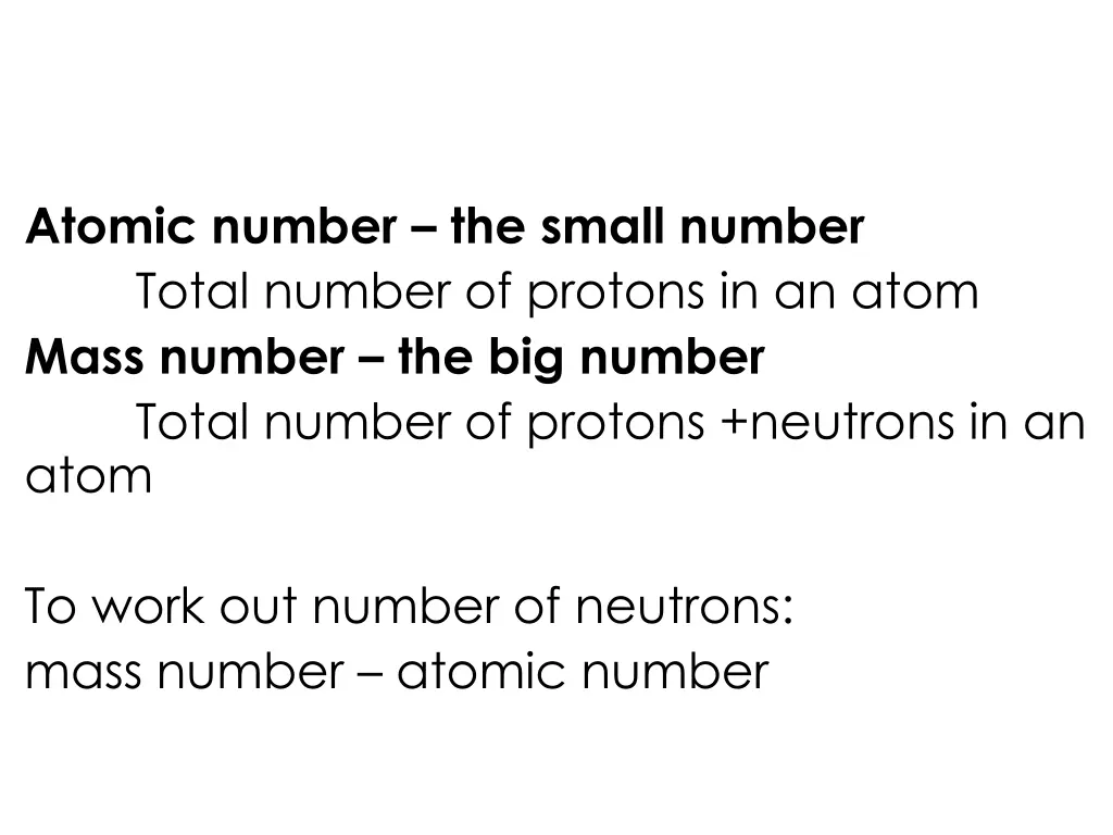 atomic number the small number total number