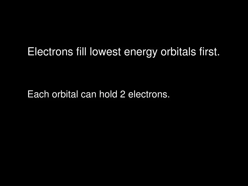 electrons fill lowest energy orbitals first