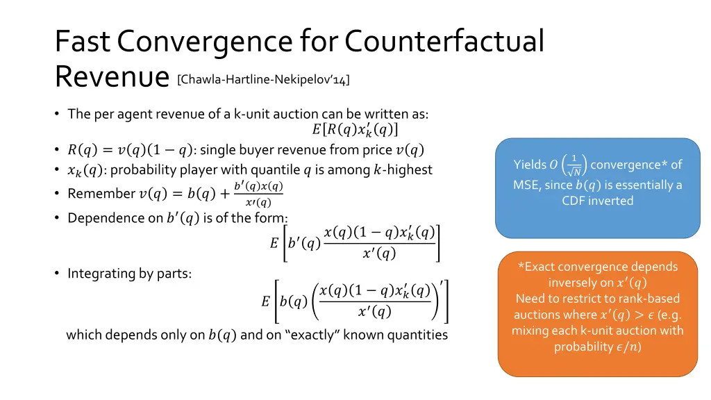 fast convergence for counterfactual revenue