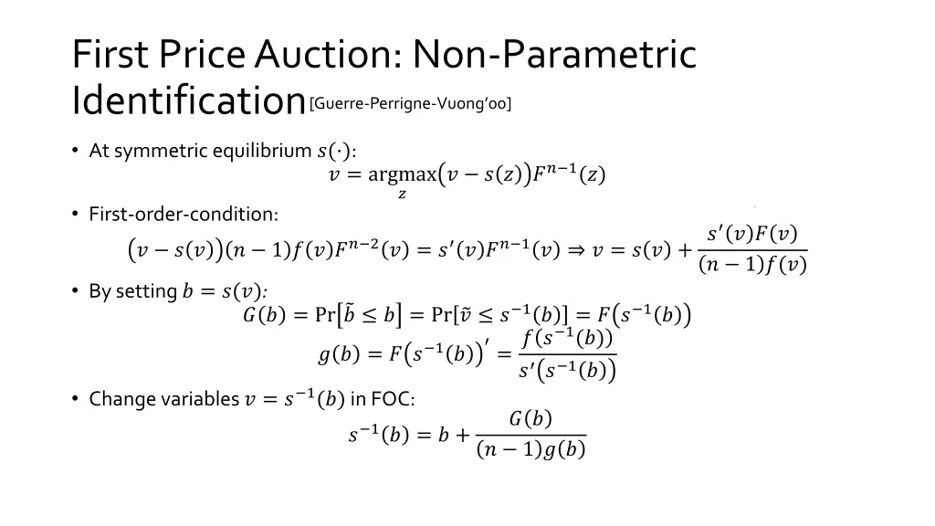 first price auction non parametric identification 1
