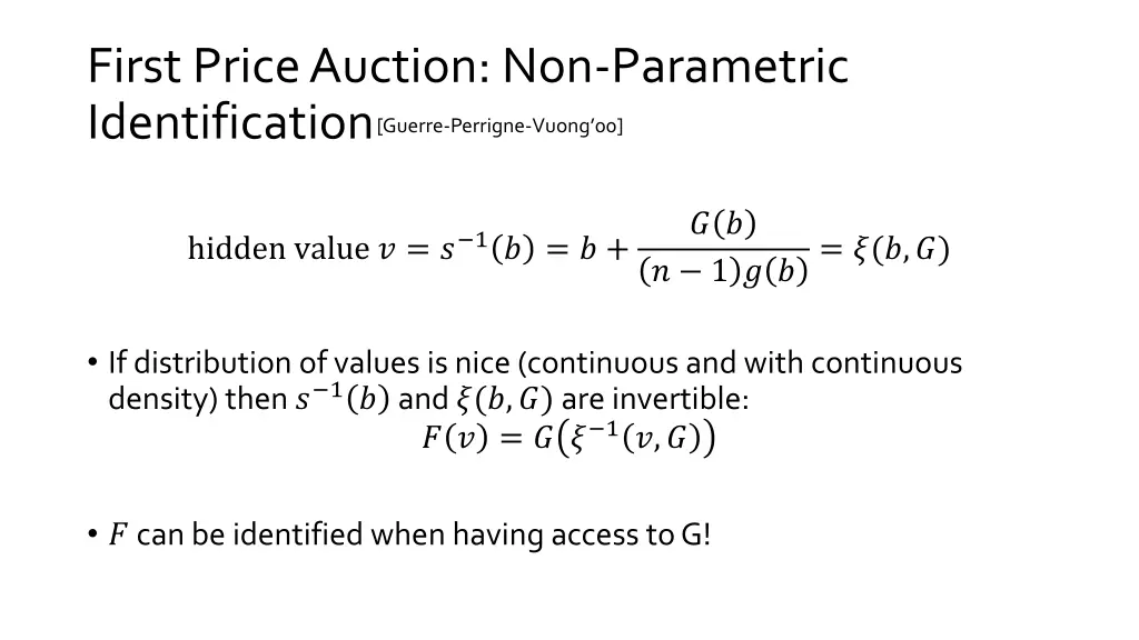 first price auction non parametric identification 2
