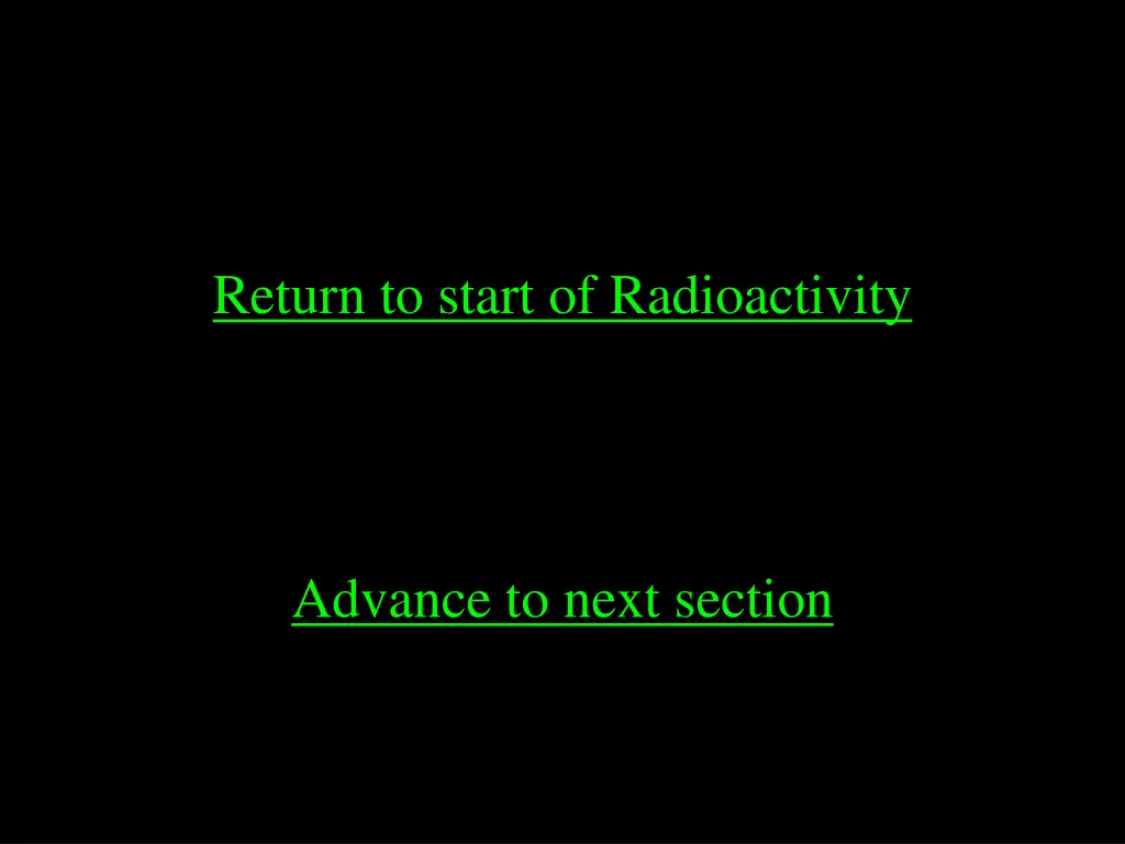 return to start of radioactivity