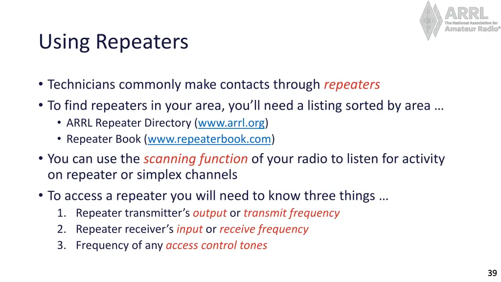 using repeaters