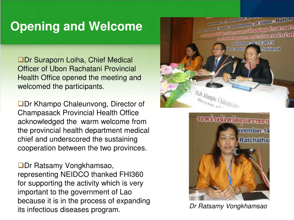 opening and welcome