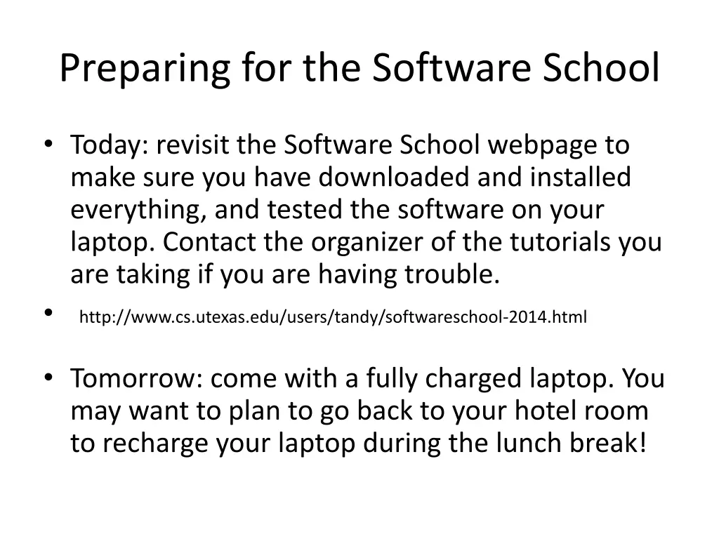 preparing for the software school