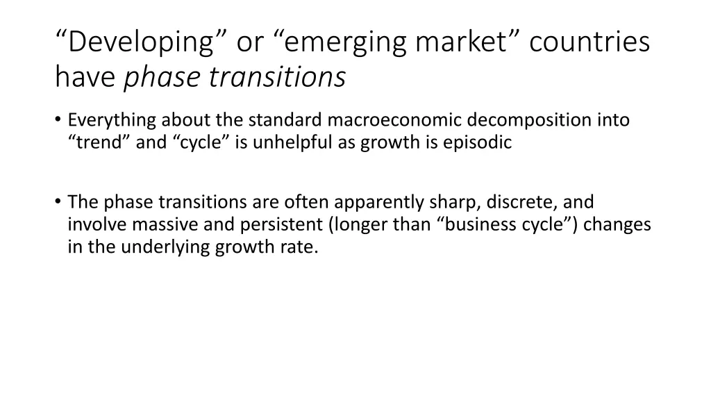 developing or emerging market countries have