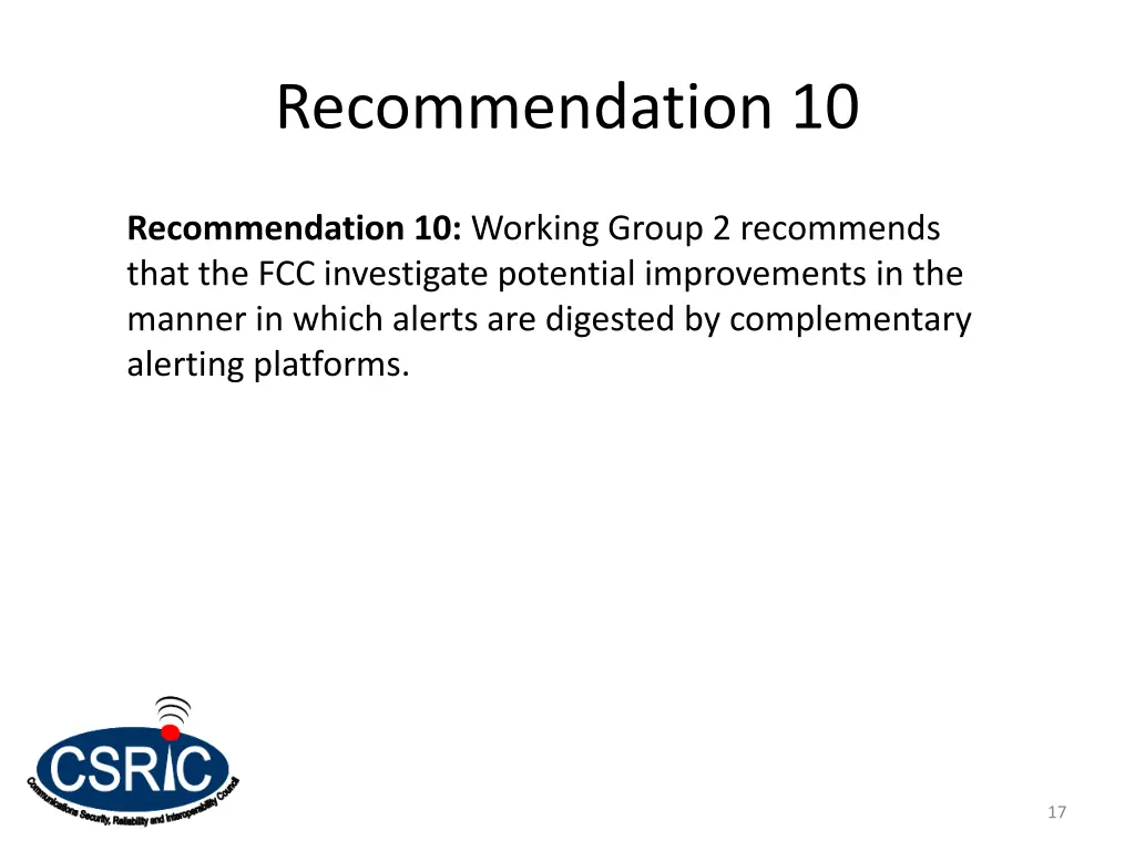 recommendation 10