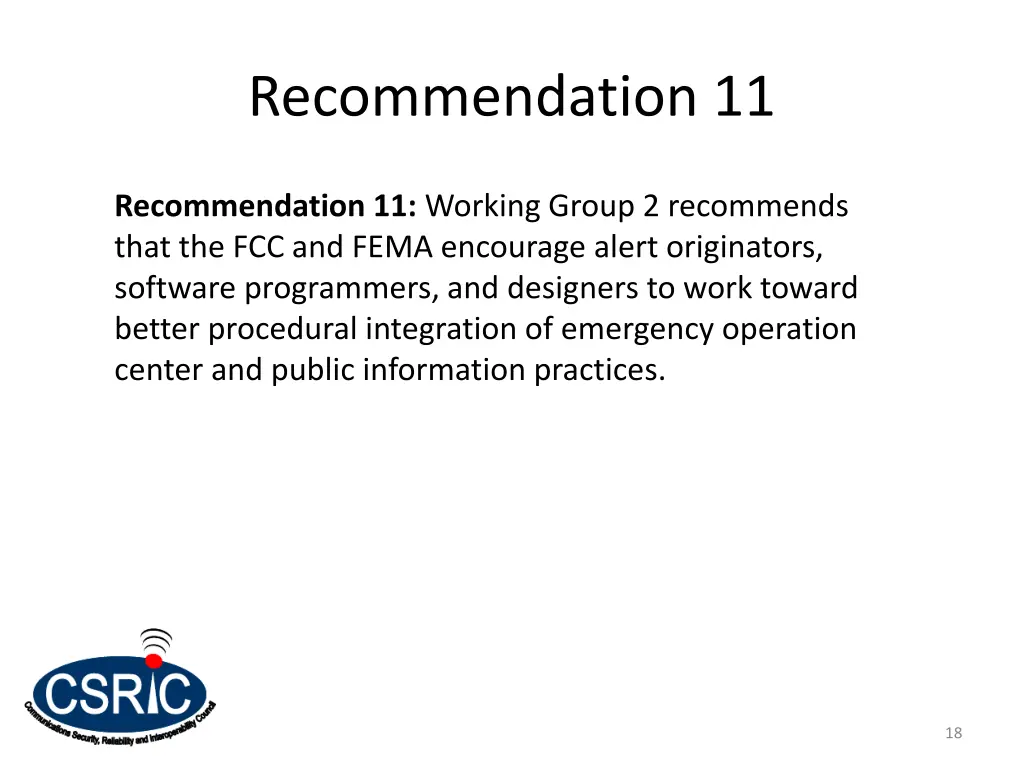 recommendation 11