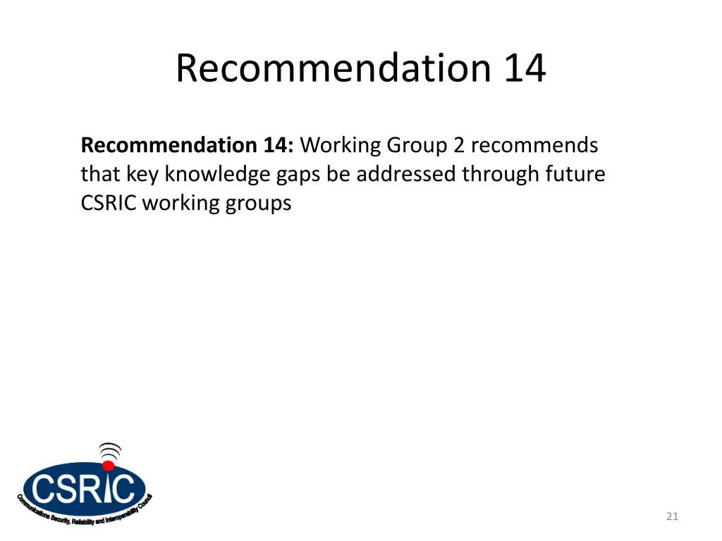 recommendation 14