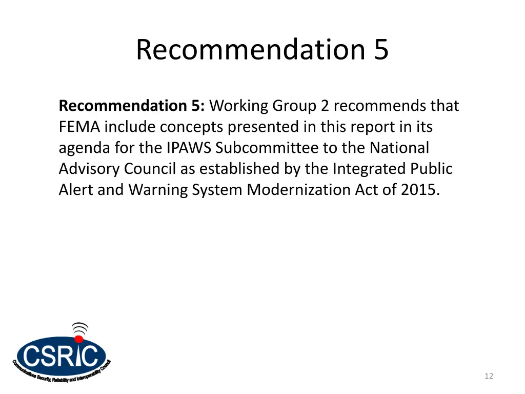 recommendation 5