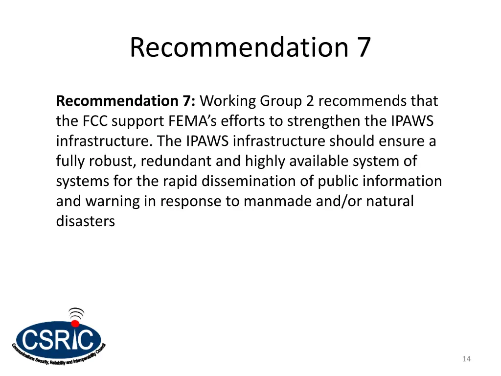 recommendation 7