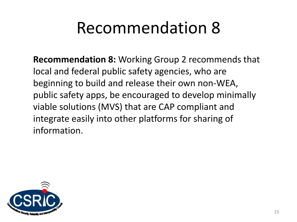 recommendation 8