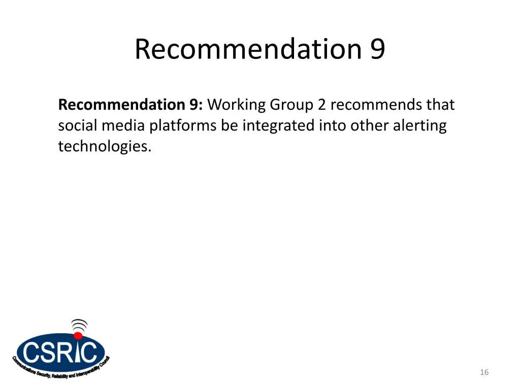 recommendation 9