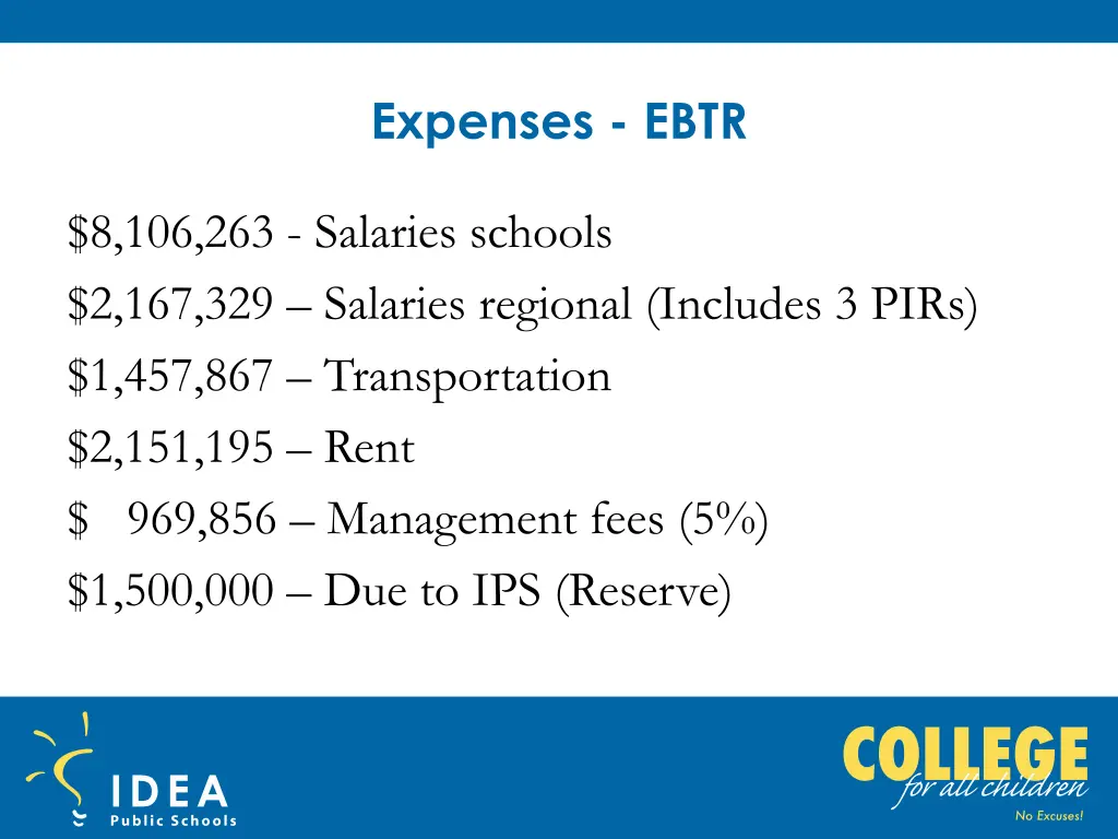 expenses ebtr