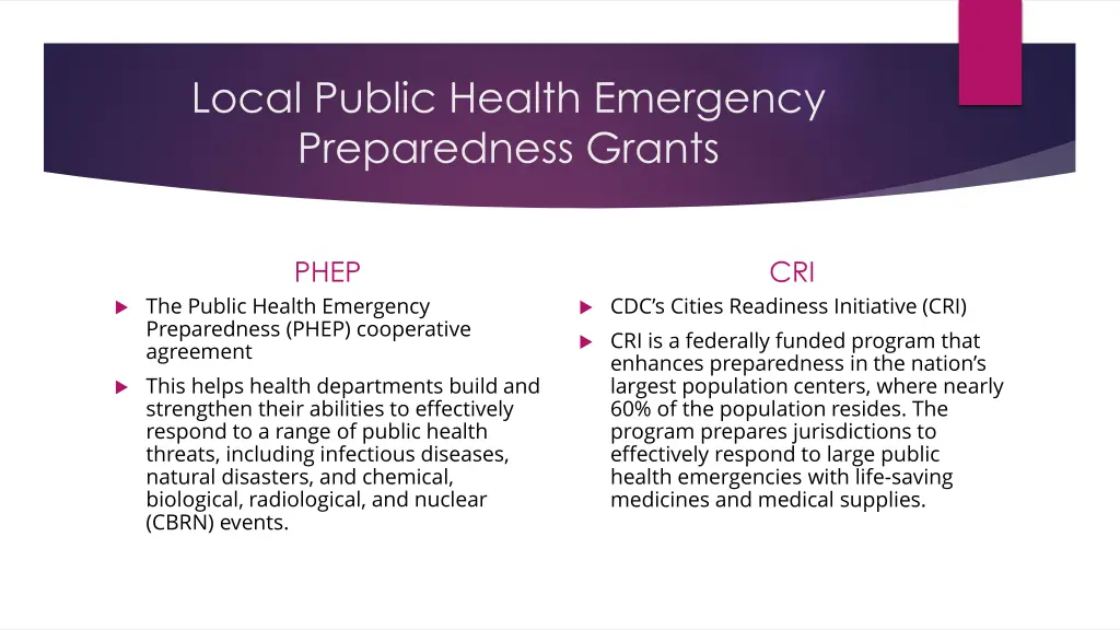 local public health emergency preparedness grants