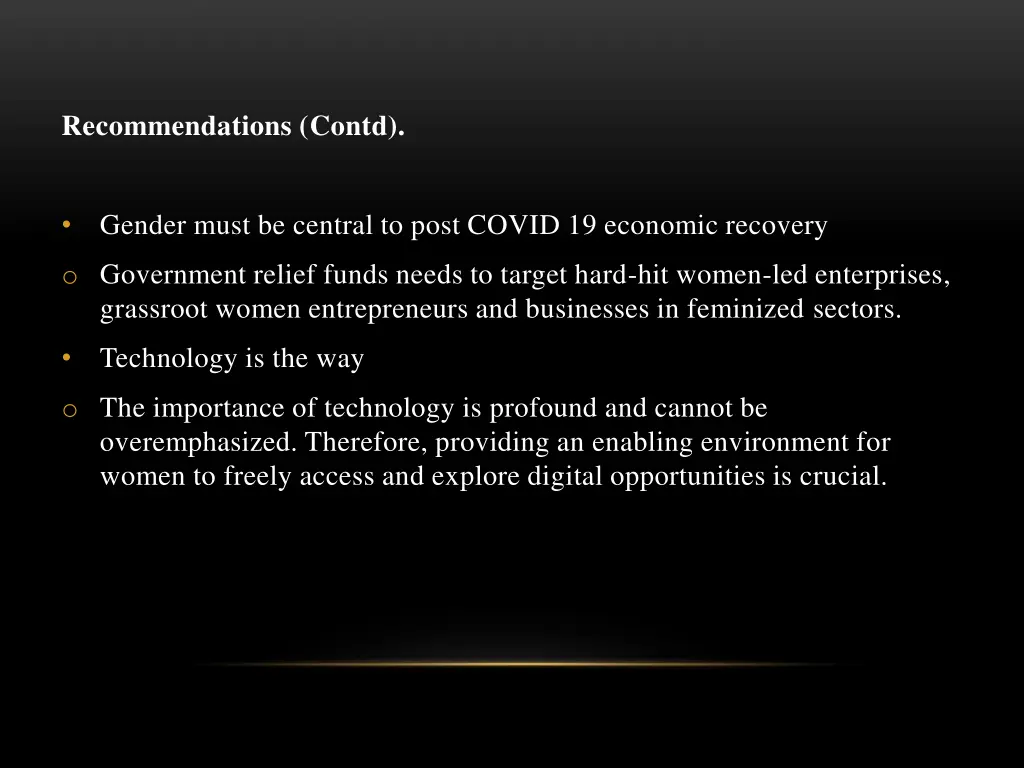 recommendations contd