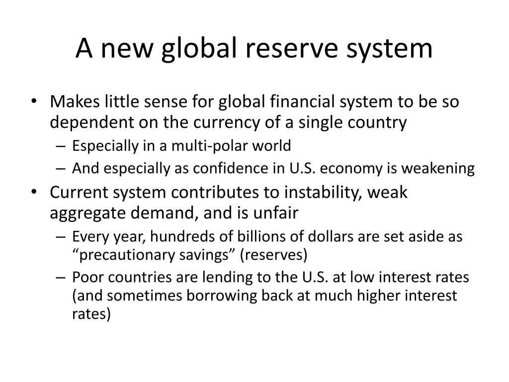 a new global reserve system