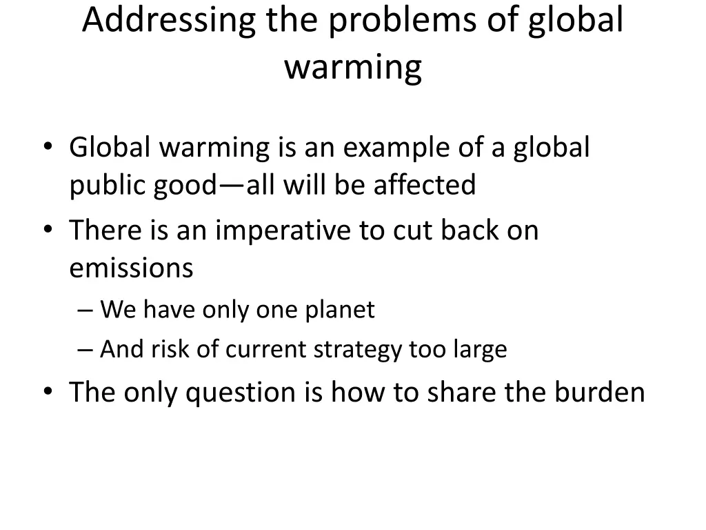 addressing the problems of global warming