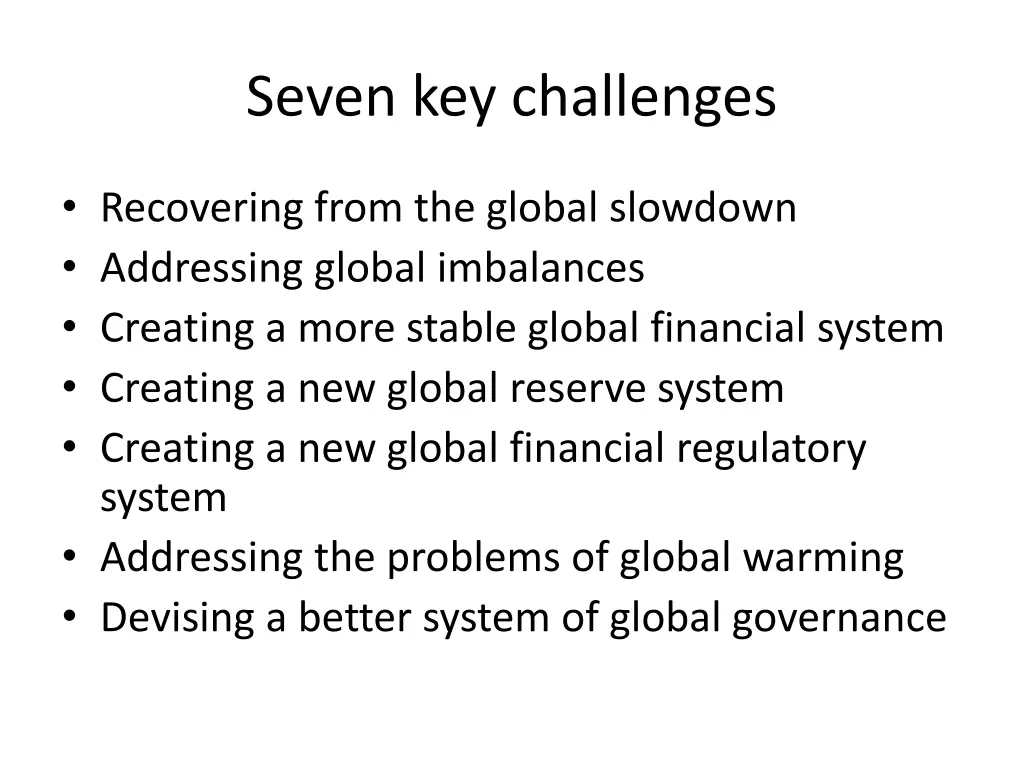 seven key challenges