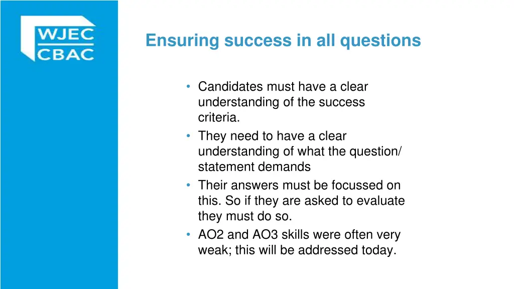 ensuring success in all questions