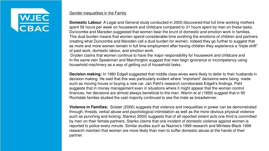 gender inequalities in the family