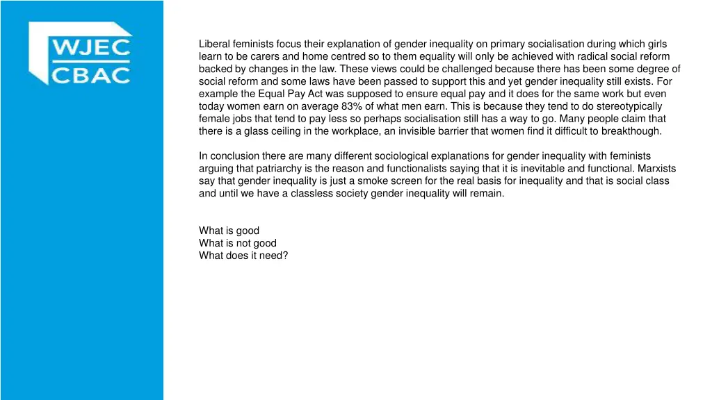 liberal feminists focus their explanation