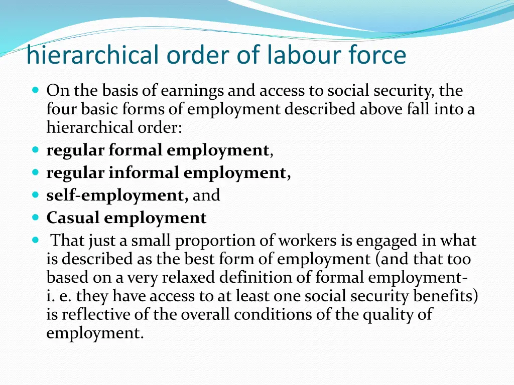hierarchical order of labour force