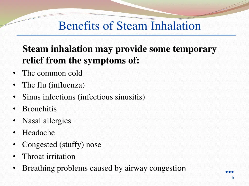 benefits of steam inhalation
