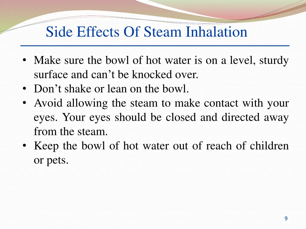 side effects of steam inhalation