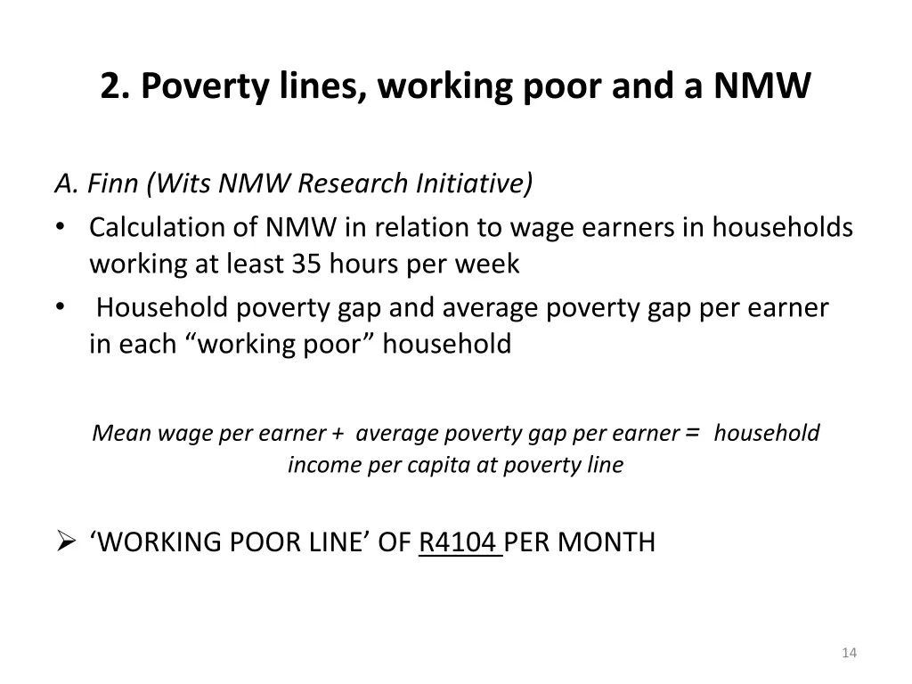 2 poverty lines working poor and a nmw