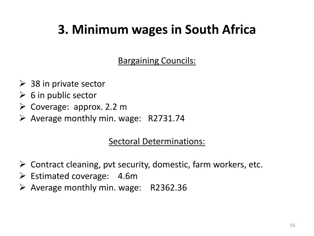 3 minimum wages in south africa