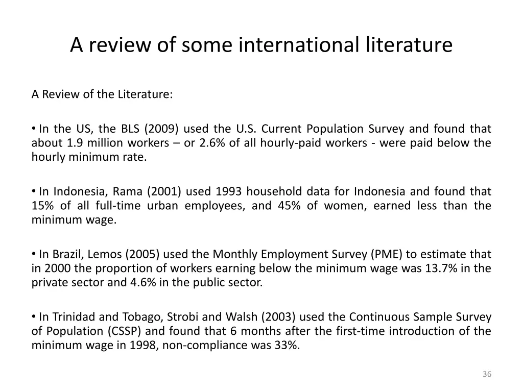 a review of some international literature