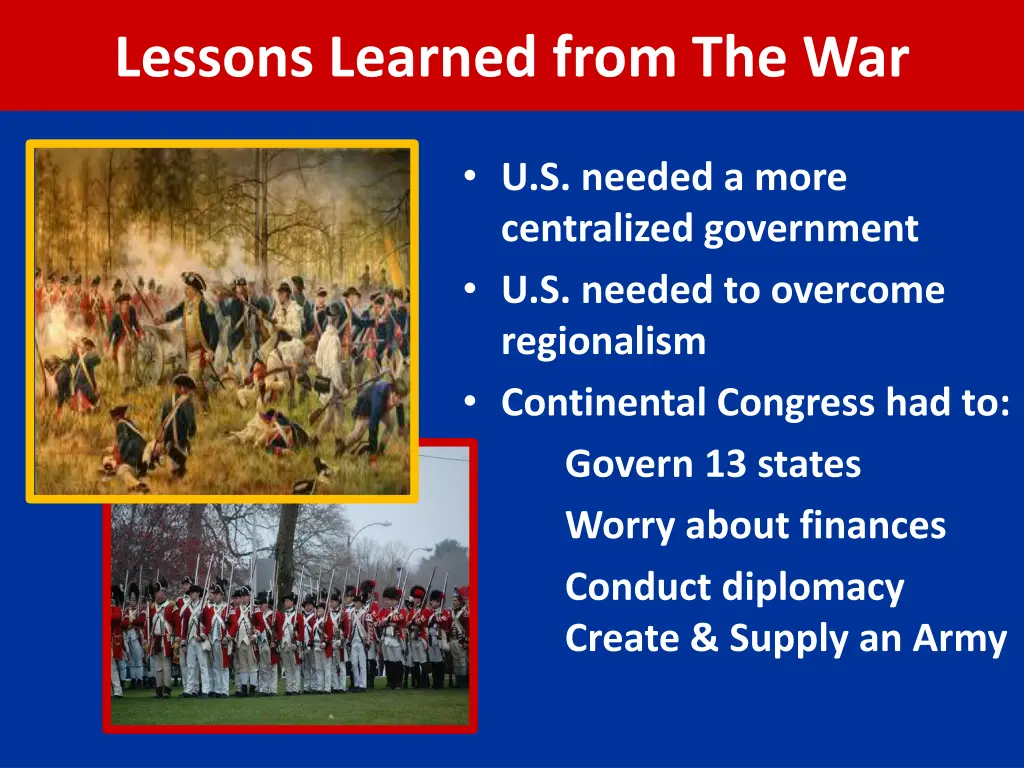 lessons learned from the war
